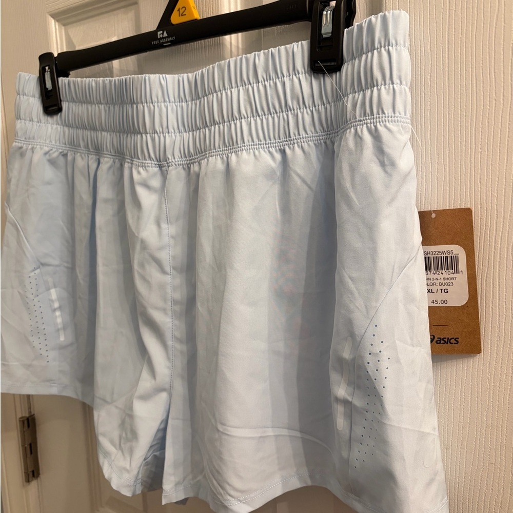 Asics Women's Light Blue Athletic Running Workout Essentials Shorts Size XL NWT - Picture 3 of 8
